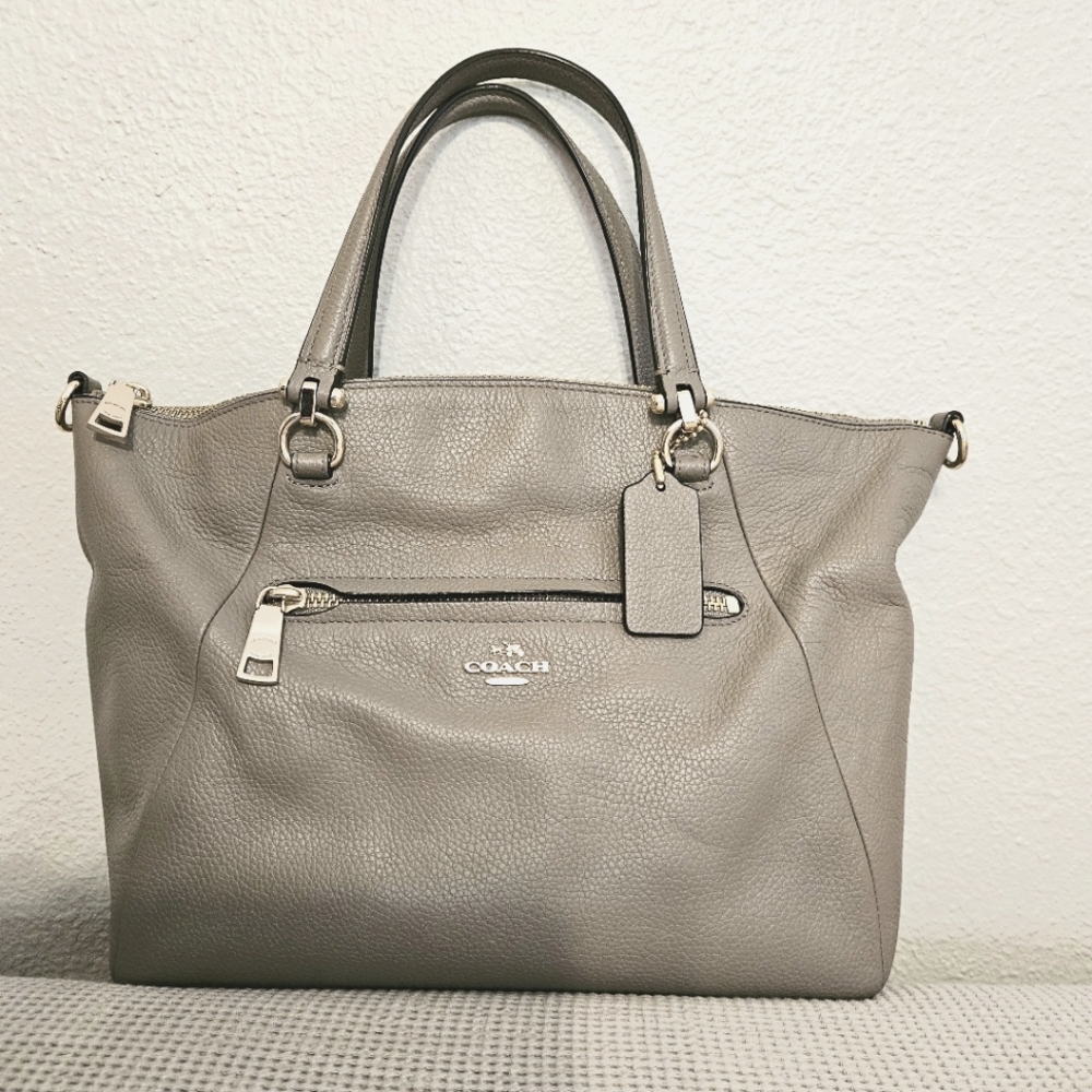 Coach Grey Pebbled Leather Prairie Satchel 🩶